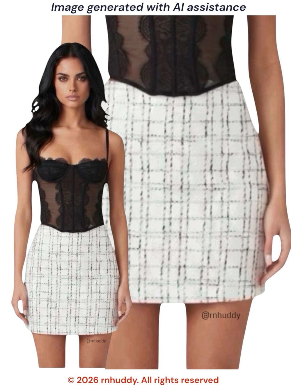 Princess Polly size 12 cream black tweed skirt